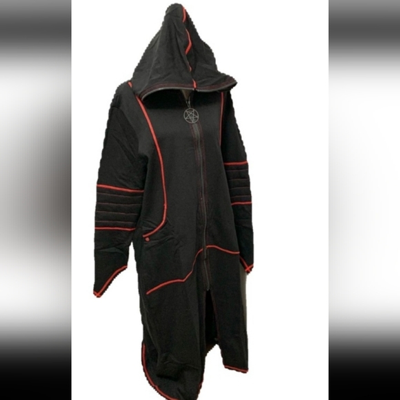 Killstar unisex occult robe hooded jacket duster w/red stitching goth- SOLD@host - Picture 3 of 13